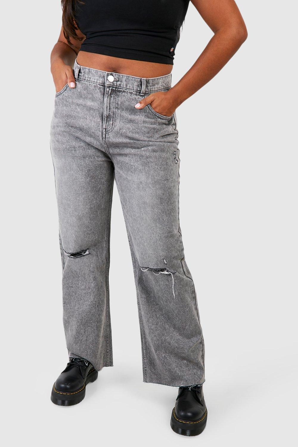 Grey ripped best sale high waisted jeans